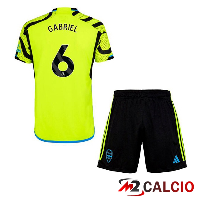 Maglie Calcio Personalizzate,Tute Calcio Squadre,Maglia Nazionale Italiana Calcio | Maglie Calcio Arsenal (GABRIEL 6) Bambino Seconda Verde 2023/2024