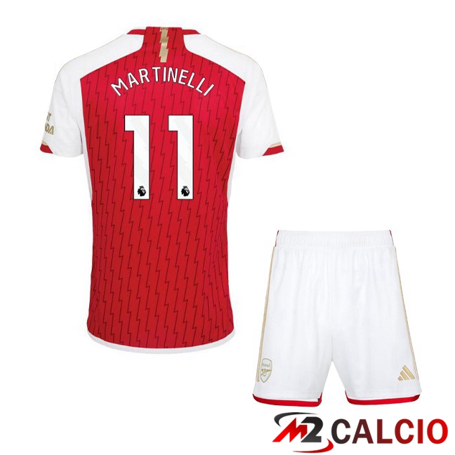 Maglie Calcio Personalizzate,Tute Calcio Squadre,Maglia Nazionale Italiana Calcio | Maglie Calcio Arsenal (MARTINELLI 11) Bambino Prima Rosso Bianco 2023/2024