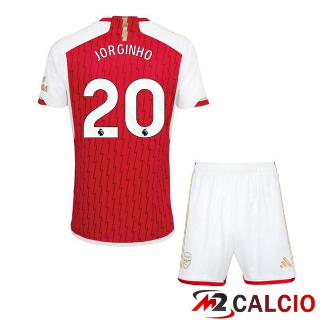 Maglie Calcio Personalizzate,Tute Calcio Squadre,Maglia Nazionale Italiana Calcio | Maglie Calcio Arsenal (JORGINHO 20) Bambino Prima Rosso Bianco 2023/2024