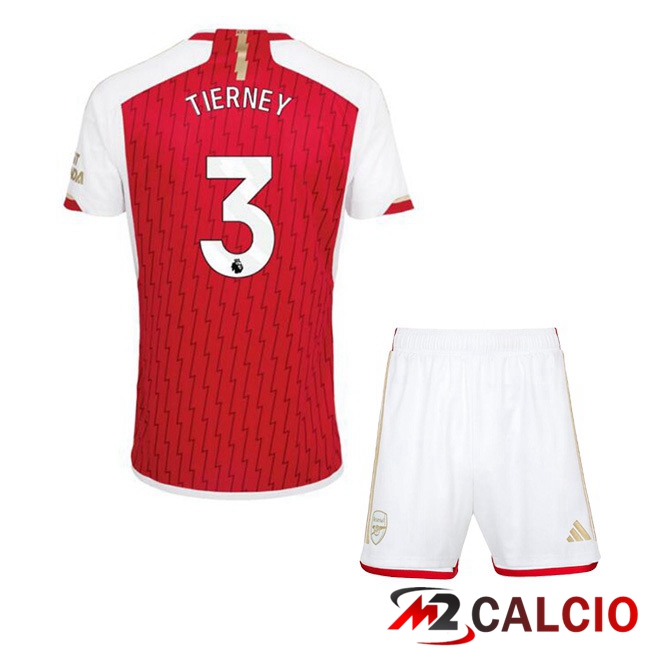 Maglie Calcio Personalizzate,Tute Calcio Squadre,Maglia Nazionale Italiana Calcio | Maglie Calcio Arsenal (TIERNEY 3) Bambino Prima Rosso Bianco 2023/2024