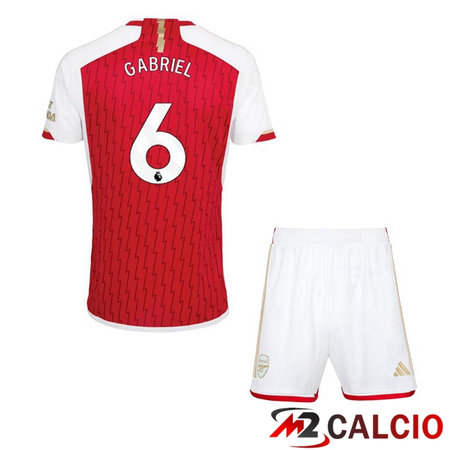 Maglie Calcio Personalizzate,Tute Calcio Squadre,Maglia Nazionale Italiana Calcio | Maglie Calcio Arsenal (GABRIEL 6) Bambino Prima Rosso Bianco 2023/2024