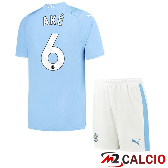 Maglie Calcio Manchester City (Nathan Ake 6) Bambino Prima Blu 2023/2024