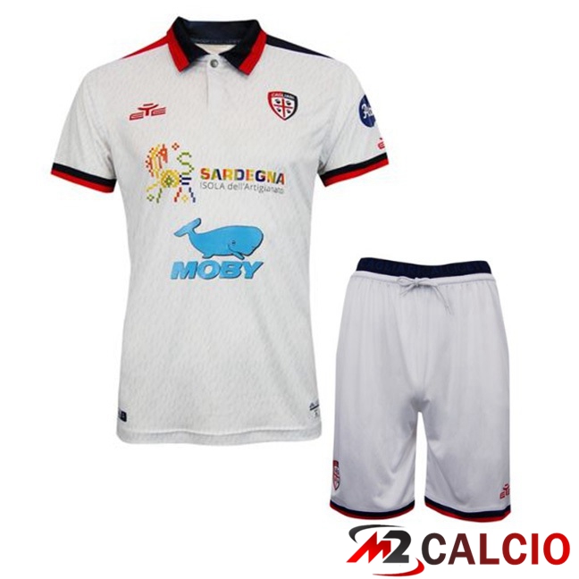 Maglie Calcio Cagliari Calcio Bambino Seconda Bianco 2023/2024
