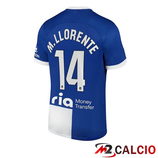Maglie Calcio Personalizzate,Tute Calcio Squadre,Maglia Nazionale Italiana Calcio | Maglie Calcio Atletico Madrid (M. Llorente 14) Seconda Blu 2023/2024