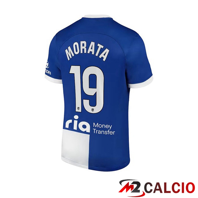 Maglie Calcio Personalizzate,Tute Calcio Squadre,Maglia Nazionale Italiana Calcio | Maglie Calcio Atletico Madrid (Morata 19) Seconda Blu 2023/2024