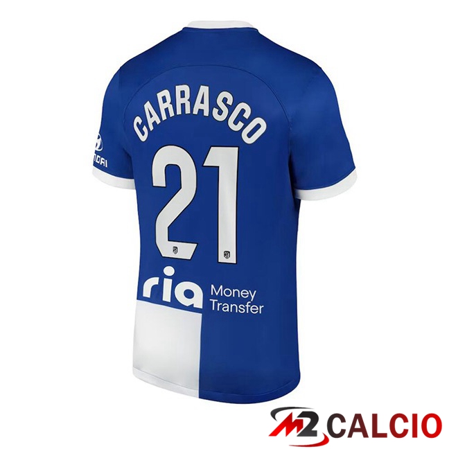 Maglie Calcio Personalizzate,Tute Calcio Squadre,Maglia Nazionale Italiana Calcio | Maglie Calcio Atletico Madrid (Carrasco 21) Seconda Blu 2023/2024