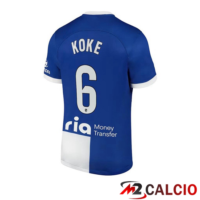 Maglie Calcio Personalizzate,Tute Calcio Squadre,Maglia Nazionale Italiana Calcio | Maglie Calcio Atletico Madrid (Koke 6) Seconda Blu 2023/2024