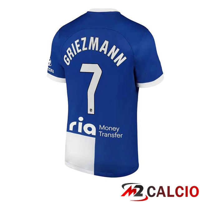 Maglie Calcio Personalizzate,Tute Calcio Squadre,Maglia Nazionale Italiana Calcio | Maglie Calcio Atletico Madrid (Griezmann 7) Seconda Blu 2023/2024
