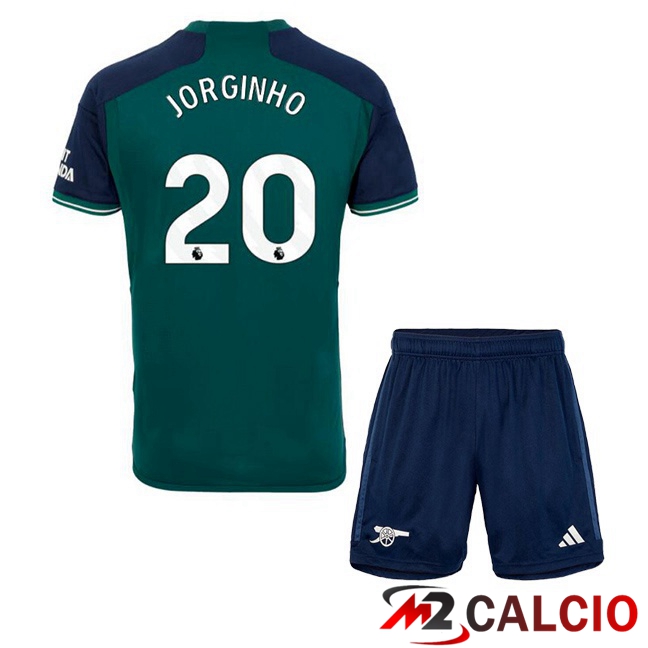 Maglie Calcio Personalizzate,Tute Calcio Squadre,Maglia Nazionale Italiana Calcio | Maglie Calcio FC Arsenal (JORGINHO 20) Bambino Terza Verde 2023/2024