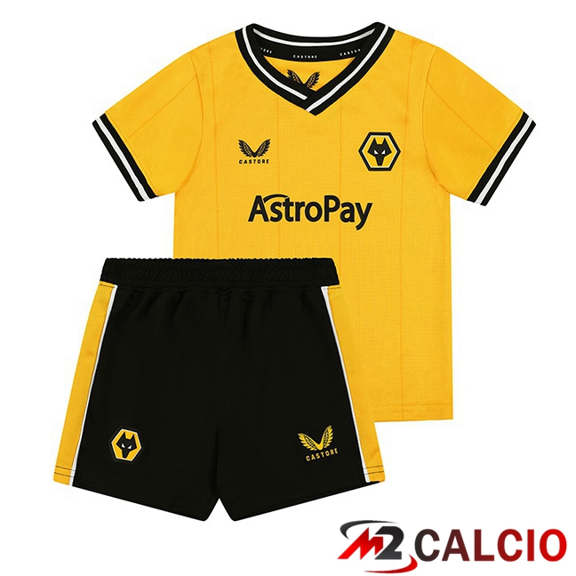 Maglie Calcio Personalizzate,Tute Calcio Squadre,Maglia Nazionale Italiana Calcio | Maglie Calcio Wolves Bambino Prima Giallo 2023/2024