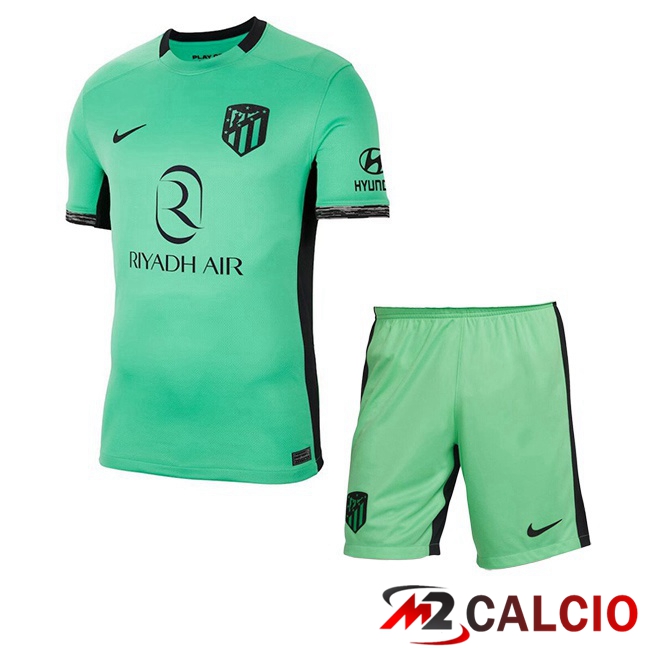 Maglie Calcio Personalizzate,Tute Calcio Squadre,Maglia Nazionale Italiana Calcio | Maglie Calcio Atletico Madrid Bambino Terza Verde 2023/2024