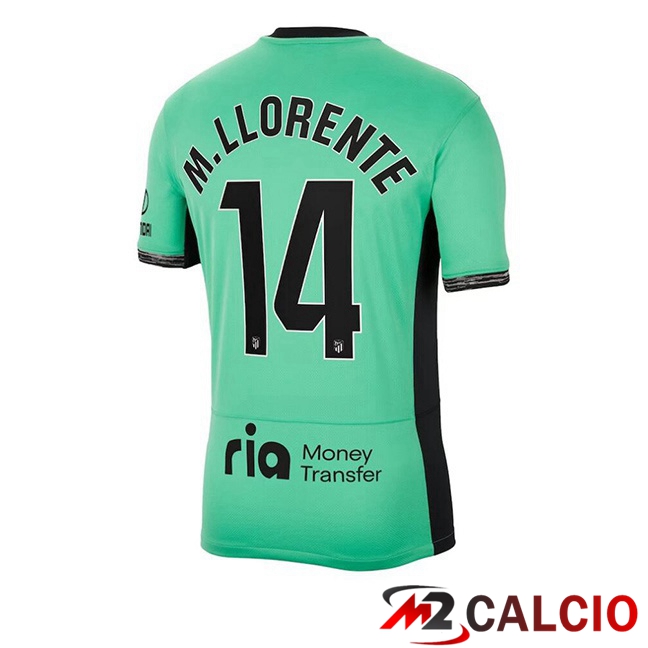 Maglie Calcio Personalizzate,Tute Calcio Squadre,Maglia Nazionale Italiana Calcio | Maglie Calcio Atletico Madrid (M. Llorente 14) Terza Verde 2023/2024