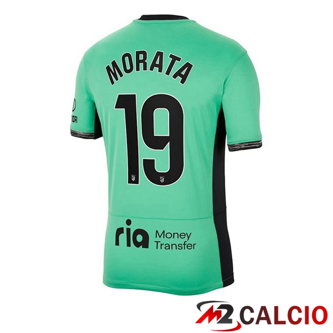 Maglie Calcio Personalizzate,Tute Calcio Squadre,Maglia Nazionale Italiana Calcio | Maglie Calcio Atletico Madrid (Morata 19) Terza Verde 2023/2024