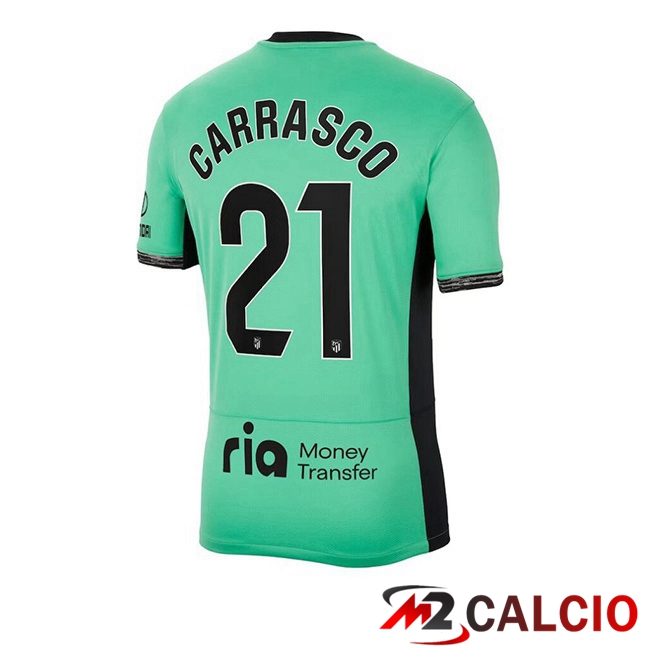 Maglie Calcio Personalizzate,Tute Calcio Squadre,Maglia Nazionale Italiana Calcio | Maglie Calcio Atletico Madrid (Carrasco 21) Terza Verde 2023/2024