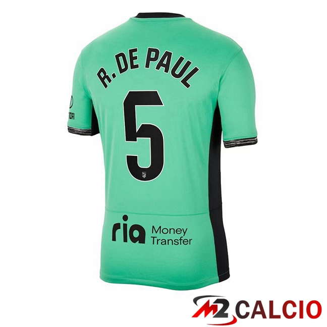 Maglie Calcio Personalizzate,Tute Calcio Squadre,Maglia Nazionale Italiana Calcio | Maglie Calcio Atletico Madrid (R. De Paul 5) Terza Verde 2023/2024