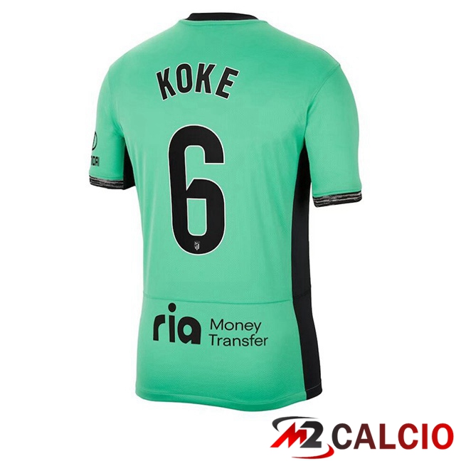 Maglie Calcio Personalizzate,Tute Calcio Squadre,Maglia Nazionale Italiana Calcio | Maglie Calcio Atletico Madrid (Koke 6) Terza Verde 2023/2024