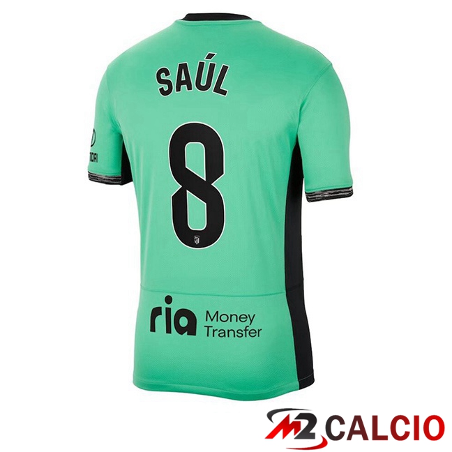 Maglie Calcio Personalizzate,Tute Calcio Squadre,Maglia Nazionale Italiana Calcio | Maglie Calcio Atletico Madrid (Saúl 8) Terza Verde 2023/2024
