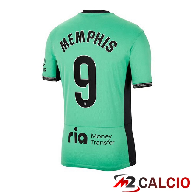 Maglie Calcio Personalizzate,Tute Calcio Squadre,Maglia Nazionale Italiana Calcio | Maglie Calcio Atletico Madrid (Memphis 9) Terza Verde 2023/2024