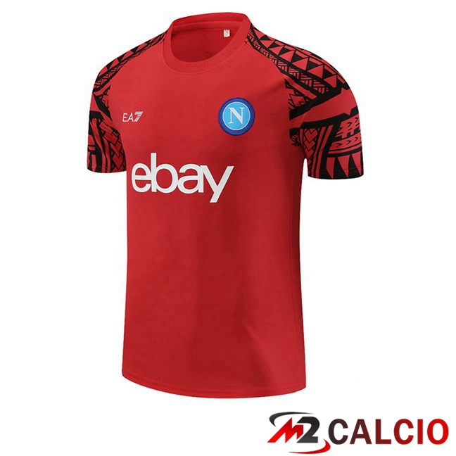 Maglie Calcio Personalizzate,Tute Calcio Squadre,Maglia Nazionale Italiana Calcio | T Shirt Allenamento SSC Napoli Rosso 2023/2024