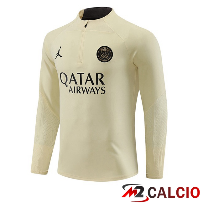 Maglie Calcio Personalizzate,Tute Calcio Squadre,Maglia Nazionale Italiana Calcio | Felpa Allenamento JORDAN Paris PSG Giallo 2023/2024