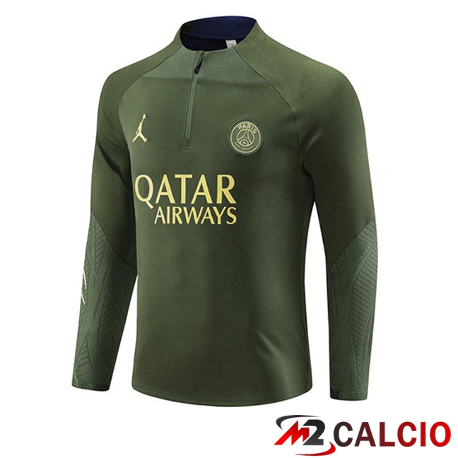 Maglie Calcio Personalizzate,Tute Calcio Squadre,Maglia Nazionale Italiana Calcio | Felpa Allenamento JORDAN Paris PSG Verde 2023/2024