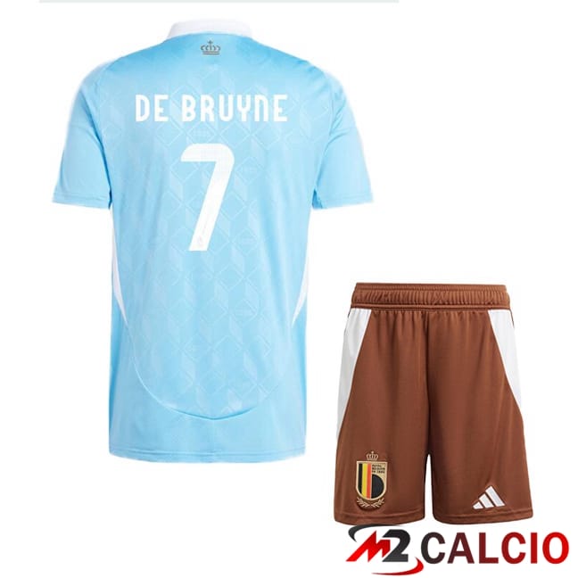 Maglie Calcio Personalizzate,Tute Calcio Squadre,Maglia Nazionale Italiana Calcio | Maglie Calcio Belgio (DE BRUYNE 7) Bambino Seconda Blu 2024/2025