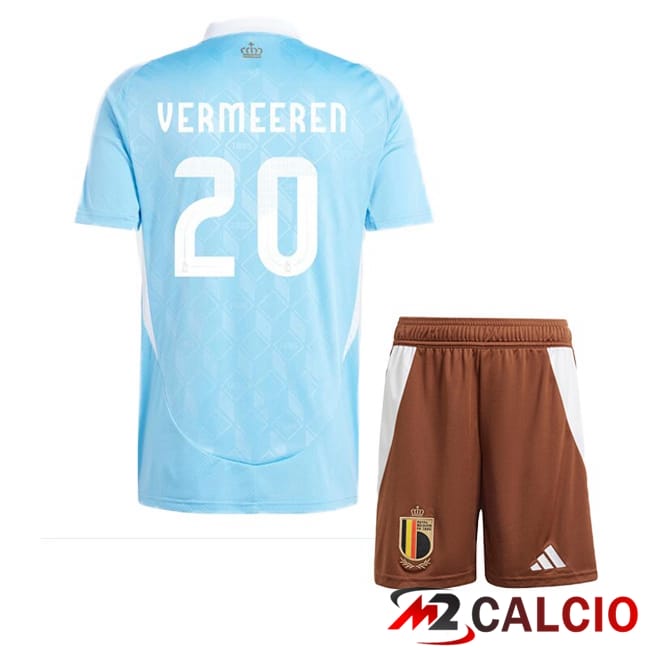 Maglie Calcio Personalizzate,Tute Calcio Squadre,Maglia Nazionale Italiana Calcio | Maglie Calcio Belgio (VERMEEREN 20) Bambino Seconda Blu 2024/2025