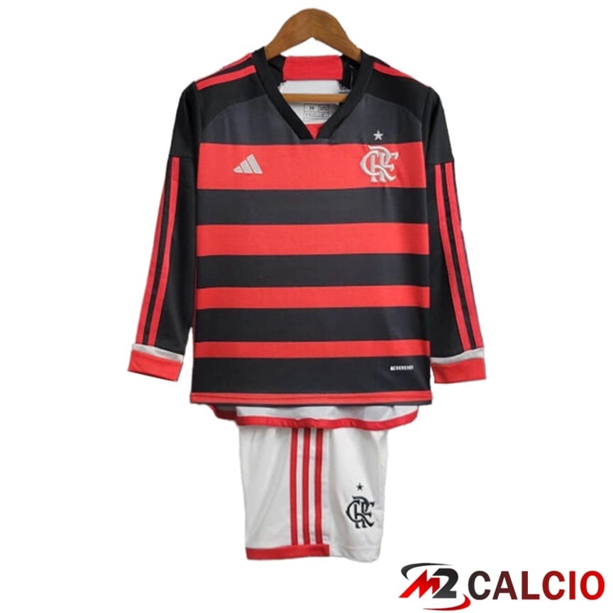 Maglie Calcio Personalizzate,Tute Calcio Squadre,Maglia Nazionale Italiana Calcio | Maglie Calcio Flamengo Bambino Prima Manica Lunga 2024/2025