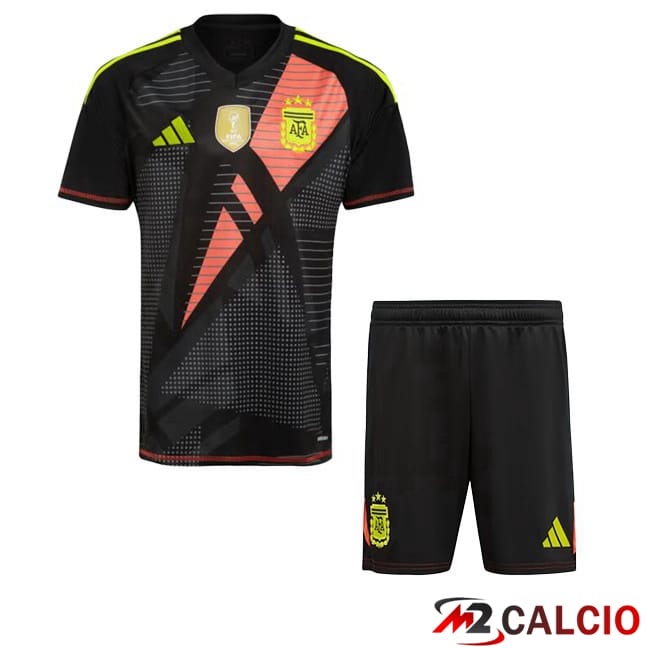 Maglie Calcio Personalizzate,Tute Calcio Squadre,Maglia Nazionale Italiana Calcio | Maglie Calcio Argentina Bambino Portiere Nero 2024/2025