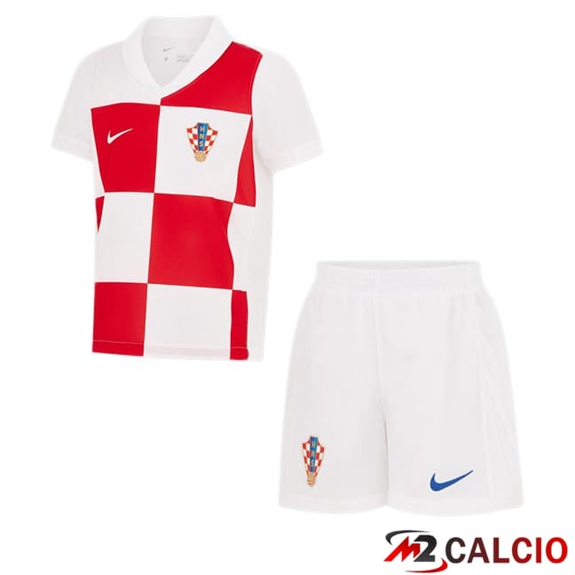 Maglie Calcio Personalizzate,Tute Calcio Squadre,Maglia Nazionale Italiana Calcio | Maglie Calcio Croazia Bambino Prima Bianco 2024/2025
