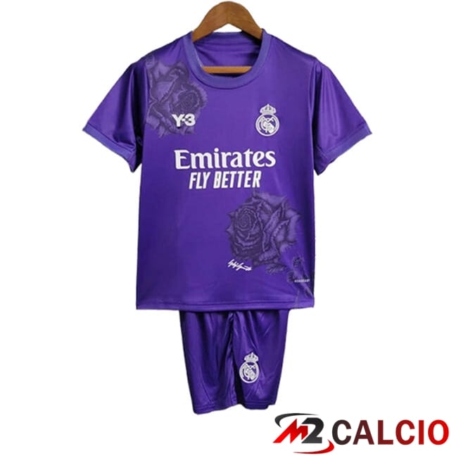 Maglie Calcio Personalizzate,Tute Calcio Squadre,Maglia Nazionale Italiana Calcio | Maglie Calcio Real Madrid Y3 Bambino Edizione Speciale Viola 2024/2025
