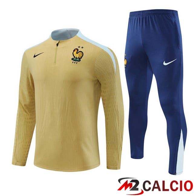 Maglie Calcio Personalizzate,Tute Calcio Squadre,Maglia Nazionale Italiana Calcio | Insieme Tuta Calcio Francia Giallo 2024/2025