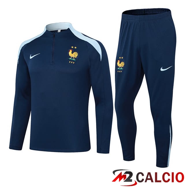 Maglie Calcio Personalizzate,Tute Calcio Squadre,Maglia Nazionale Italiana Calcio | Insieme Tuta Calcio Francia Blu Reale 2024/2025