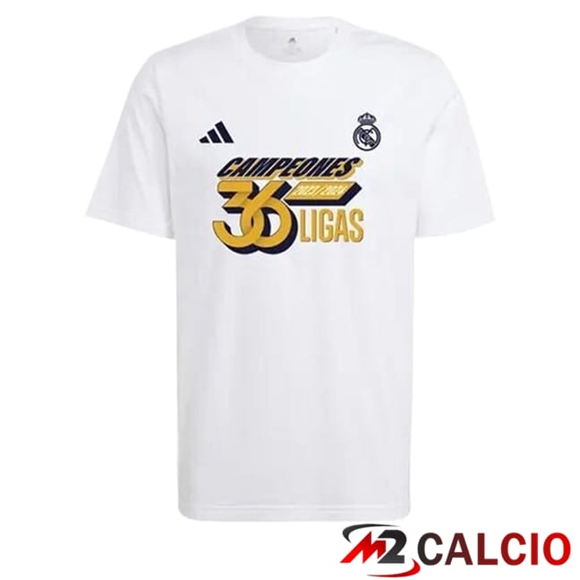 Maglie Calcio Personalizzate,Tute Calcio Squadre,Maglia Nazionale Italiana Calcio | Maglie Calcio Real Madrid T-Shirt 36 LIGAS Champions Cotton Bianco 2024/2025