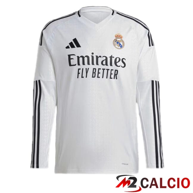 Maglie Calcio Personalizzate,Tute Calcio Squadre,Maglia Nazionale Italiana Calcio | Maglie Calcio Real Madrid Prima Manica Lunga Bianco 2024/2025