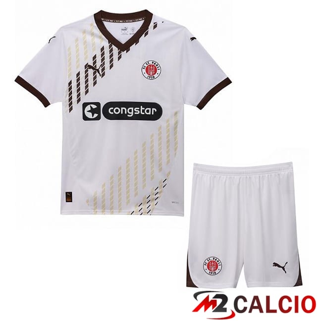 Maglie Calcio Personalizzate,Tute Calcio Squadre,Maglia Nazionale Italiana Calcio | Maglie Calcio FC St. Pauli Bambino Seconda Bianco 2024/2025