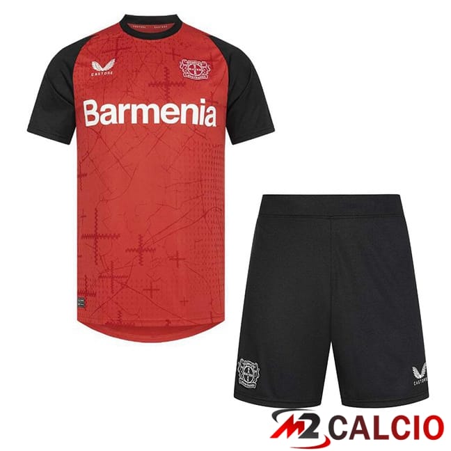 Maglie Calcio Personalizzate,Tute Calcio Squadre,Maglia Nazionale Italiana Calcio | Maglie Calcio Bayer 04 Leverkusen Bambino Prima Nero Rosso 2024/2025