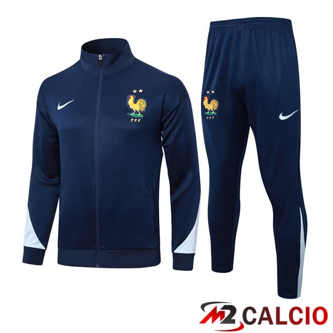 Maglie Calcio Personalizzate,Tute Calcio Squadre,Maglia Nazionale Italiana Calcio | Insieme Tuta Calcio - Giacca Francia Blu Reale 2024/2025