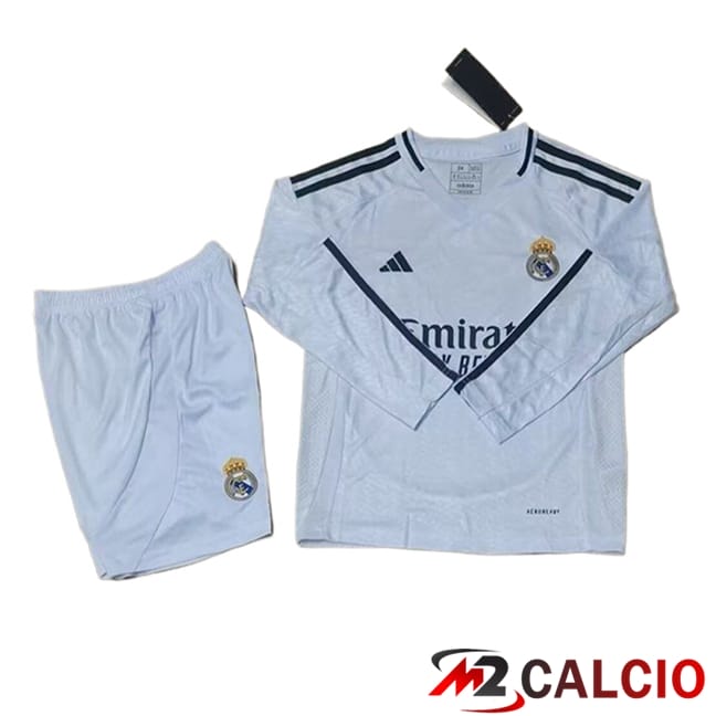 Maglie Calcio Personalizzate,Tute Calcio Squadre,Maglia Nazionale Italiana Calcio | Maglie Calcio Real Madrid Bambino Prima Manica Lunga 2024/2025