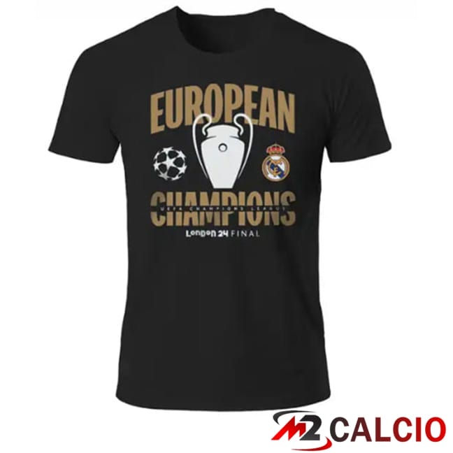 Maglie Calcio Personalizzate,Tute Calcio Squadre,Maglia Nazionale Italiana Calcio | Maglie Calcio Real Madrid T-Shirt Champions 15 Nero 2024/2025