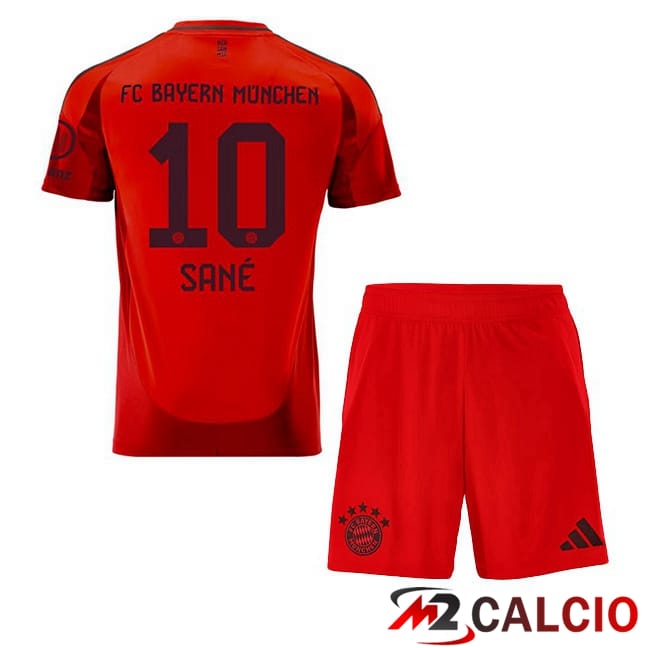 Maglie Calcio Personalizzate,Tute Calcio Squadre,Maglia Nazionale Italiana Calcio | Maglie Calcio Bayern Monaco (Sané 10) Bambino Prima Rosso 2024/2025