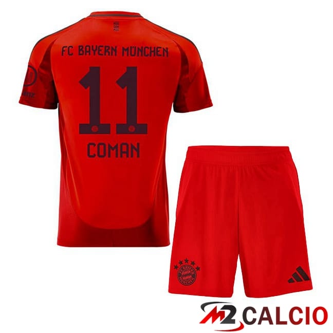 Maglie Calcio Personalizzate,Tute Calcio Squadre,Maglia Nazionale Italiana Calcio | Maglie Calcio Bayern Monaco (Coman 11) Bambino Prima Rosso 2024/2025