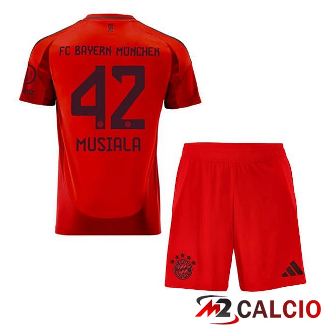 Maglie Calcio Personalizzate,Tute Calcio Squadre,Maglia Nazionale Italiana Calcio | Maglie Calcio Bayern Monaco (Musiala 42) Bambino Prima Rosso 2024/2025