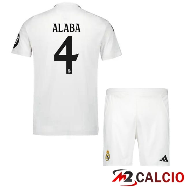 Maglie Calcio Personalizzate,Tute Calcio Squadre,Maglia Nazionale Italiana Calcio | Maglie Calcio Real Madrid (Alaba 4) Bambino Prima Bianco 2024/2025