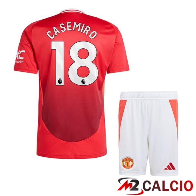 Maglie Calcio Personalizzate,Tute Calcio Squadre,Maglia Nazionale Italiana Calcio | Maglie Calcio Manchester United (Casemiro 18) Bambino Prima Rosso 2024/2025