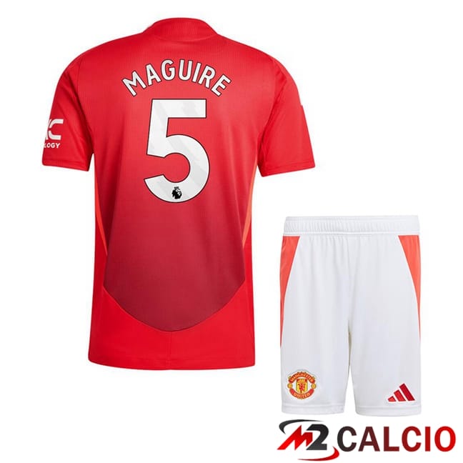 Maglie Calcio Personalizzate,Tute Calcio Squadre,Maglia Nazionale Italiana Calcio | Maglie Calcio Manchester United (Maguire 5) Bambino Prima Rosso 2024/2025