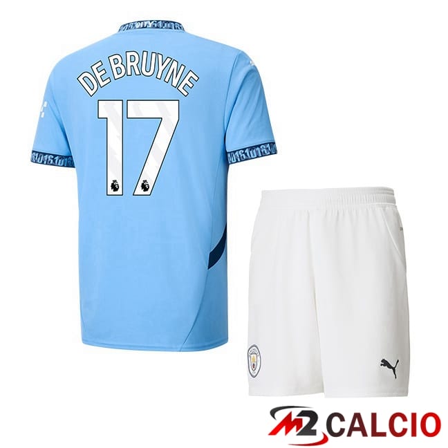 Maglie Calcio Personalizzate,Tute Calcio Squadre,Maglia Nazionale Italiana Calcio | Maglie Calcio Manchester City (Kevin De Bruyne 17) Bambino Prima Blu 2024/2025