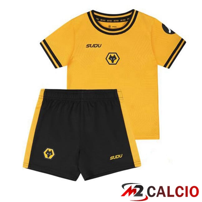 Maglie Calcio Personalizzate,Tute Calcio Squadre,Maglia Nazionale Italiana Calcio | Maglie Calcio Wolves Bambino Prima Giallo 2024/2025