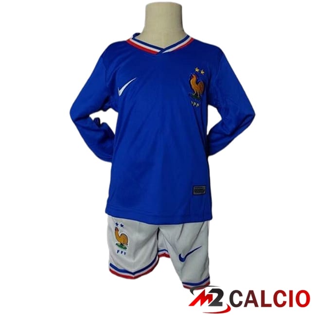 Maglie Calcio Personalizzate,Tute Calcio Squadre,Maglia Nazionale Italiana Calcio | Maglie Calcio Francia Bambino Prima Manica Lunga 2024/2025