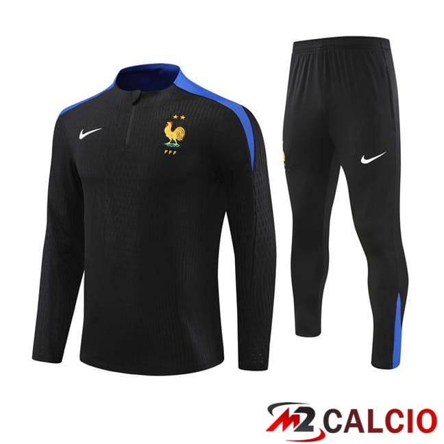 Maglie Calcio Personalizzate,Tute Calcio Squadre,Maglia Nazionale Italiana Calcio | Insieme Tuta Calcio Francia Nero 2024/2025
